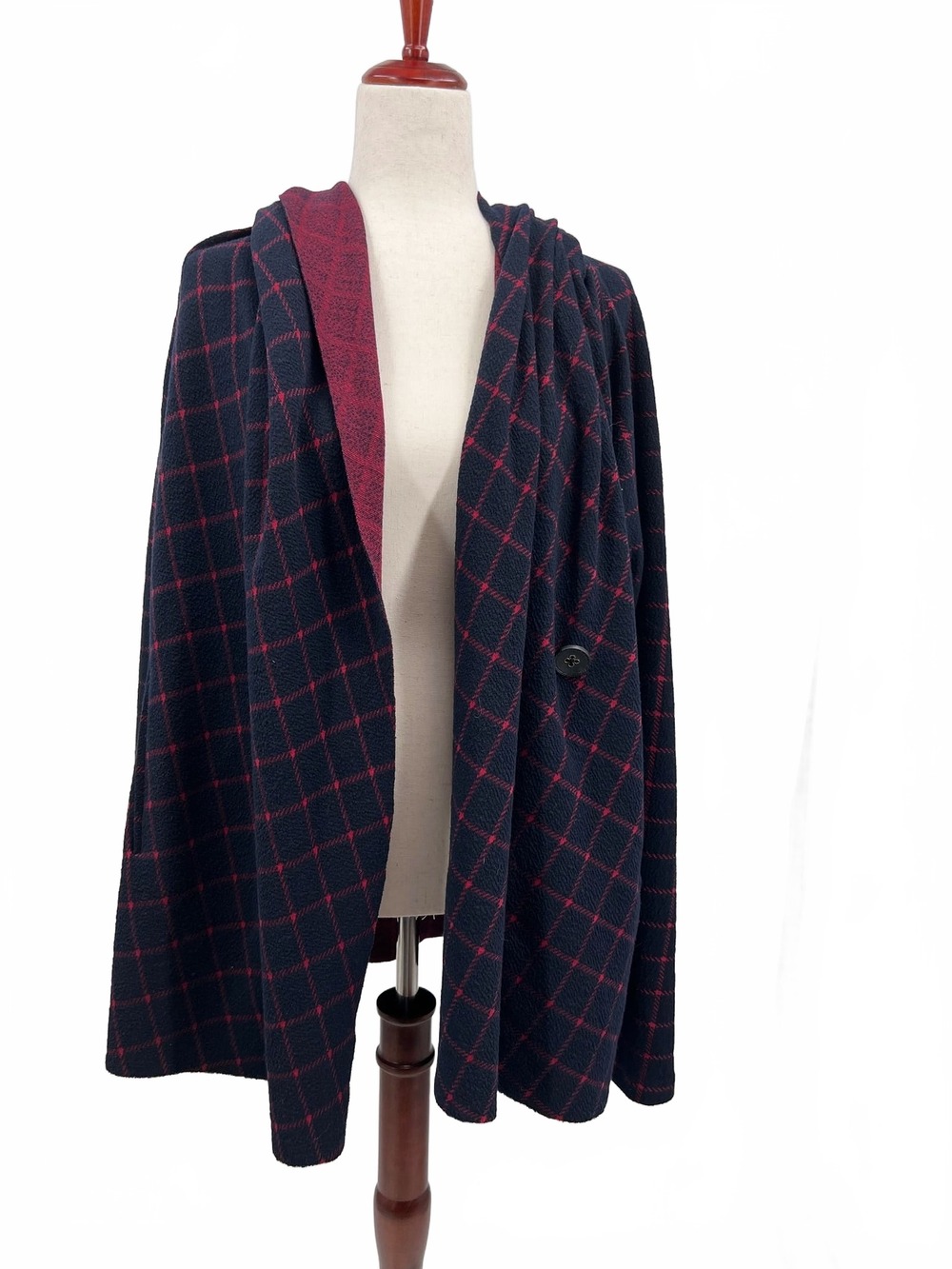 Sanctuary Black Plaid Cardigan | Women’s M Open Hooded Cozy Knit